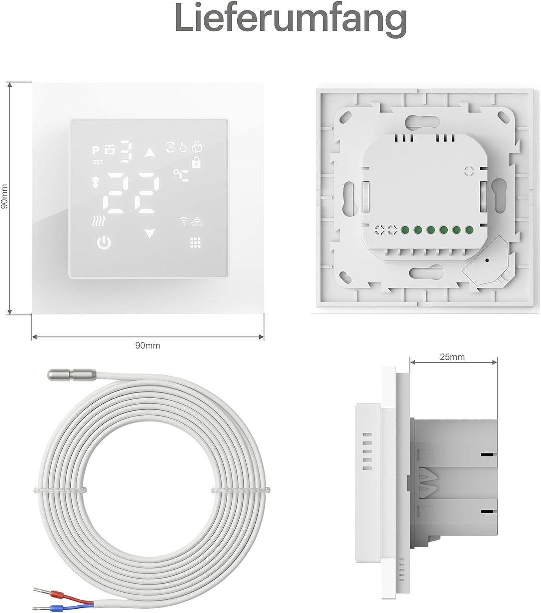 VILSTEIN® WiFi Thermostat für Fussbodenheizung – Raumthermostat mit App | Smarter Raumthermostat mit