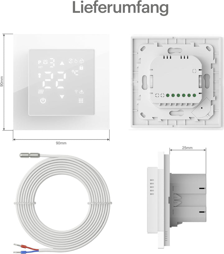 VILSTEIN® WiFi Thermostat für Fussbodenheizung – Raumthermostat mit App | Smarter Raumthermostat mit