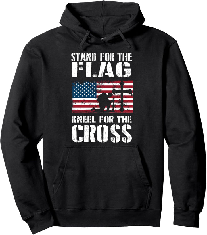 Stand For Flag Kneel For Cross 4th Of July Veteran MM Pullover Hoodie