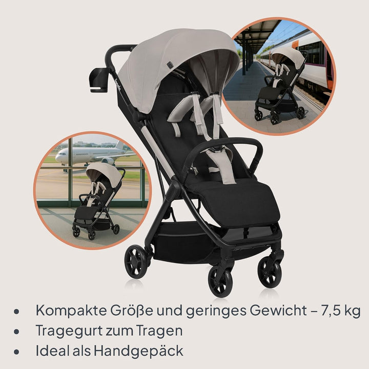 Lionelo Julie Air Buggy bis zu 22 kg von 6 m bis 4 Jahre Für Flugzeug Schwenkräder 360° Federung Ein