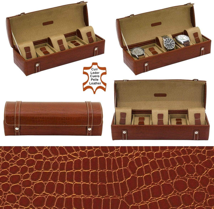 Uhrentruhe Friedrich|23 CROCO FIVE PECANO für 5 Armbanduhren