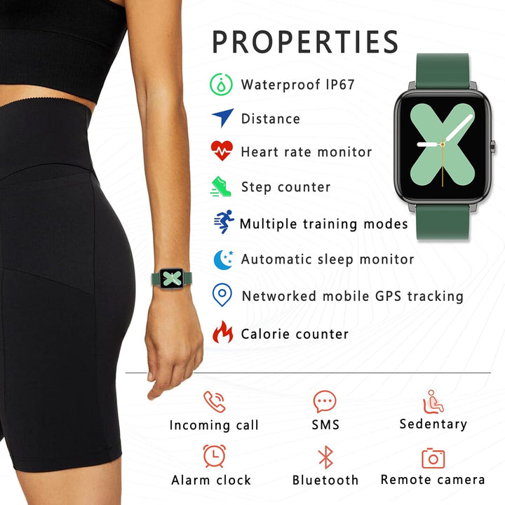 SUPBRO Smartwatch Fitness Armband Tracker 1.4" Voller Touch Screen Wasserdicht IP67 Armbanduhr Smart