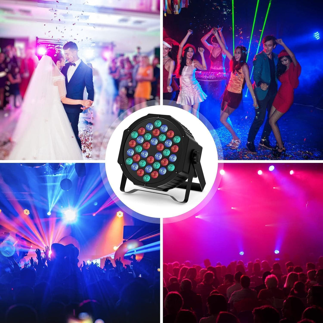 4 Stück 36 LED Par Scheinwerfer mit Bag, RGB Bühnenlicht DMX Disco licht mit Fernbedienung, Effektst