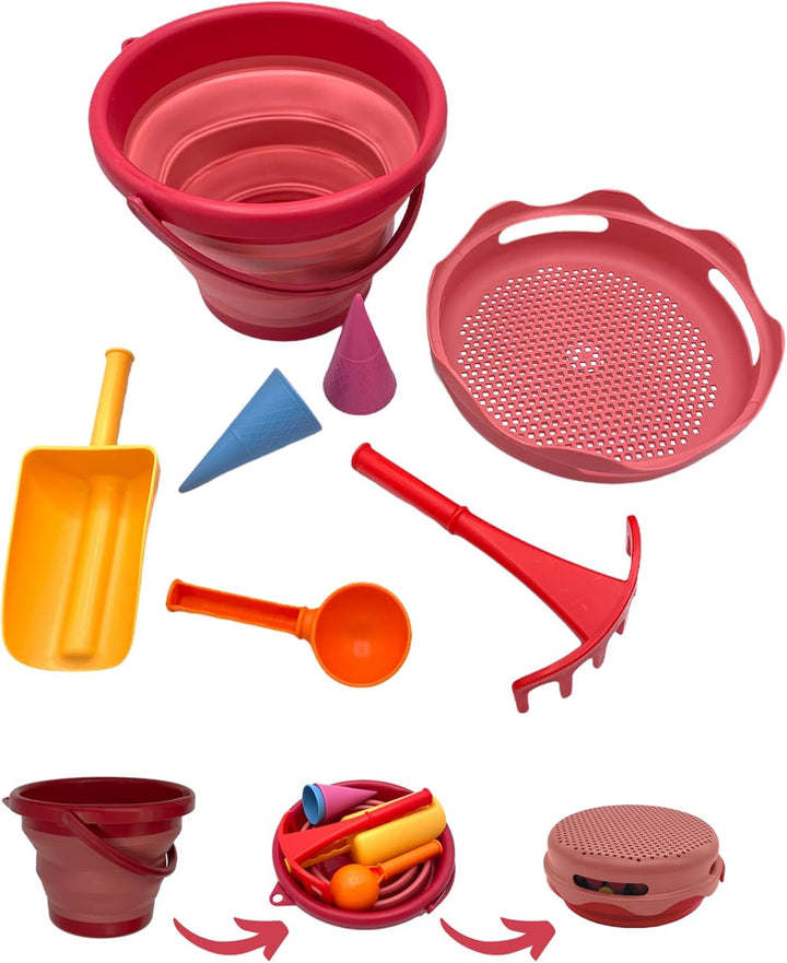 Schildkröt 7in1 Sand Toys Set, innovatives Sand-Spielset im Handtaschenformat, kompakt und platzspar