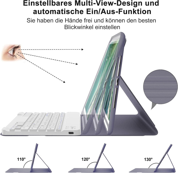 IVEOPPE Tastatur für iPad 6. Generation 9,7 Zoll 2018, Hülle Tastatur für iPad Pro 9.7"/Air 2 & 1, B