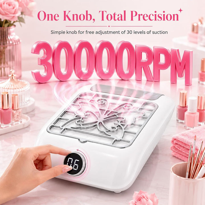 Nagelstaubsauger Leise Turbine Staubabsaugung für Nägel 30000RPM Professionell Staubabsaugung Nagelt