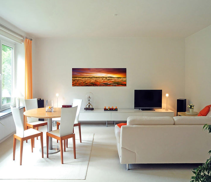 Paul Sinus Art Panoramabild auf Leinwand und Keilrahmen 150x50cm Australien Landschaft Sonnenunterga