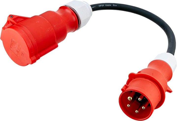 NWP NW10003 16A 400V Stecker Starkstrom auf 230V Schuko Kupplung IP44 3x2,5mm² Gummischlauchleitung