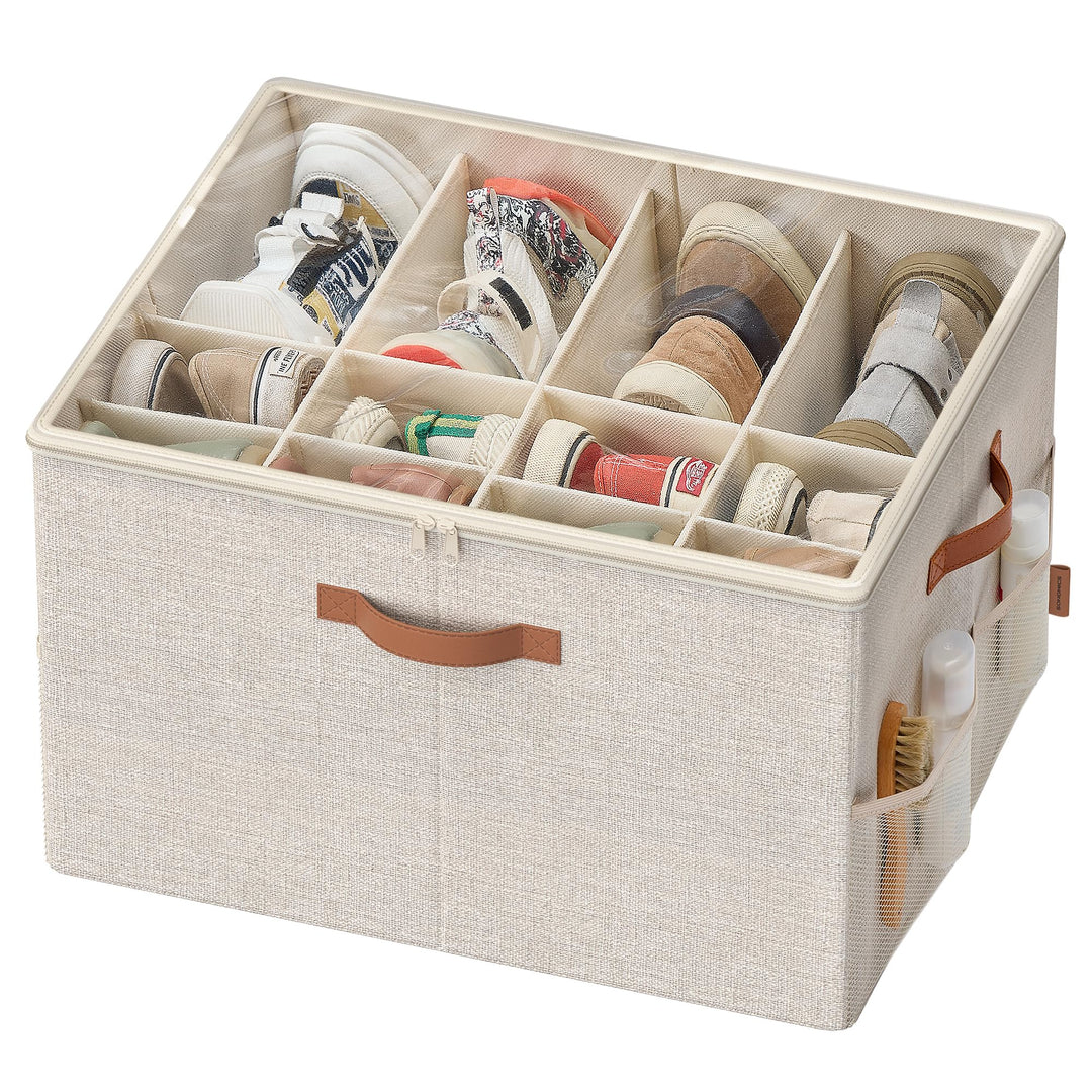 SONGMICS Schuh-Organizer, Schuhaufbewahrung, für 16 Paar Schuhe, Schuhbox, Griffe, platzsparend, Auf
