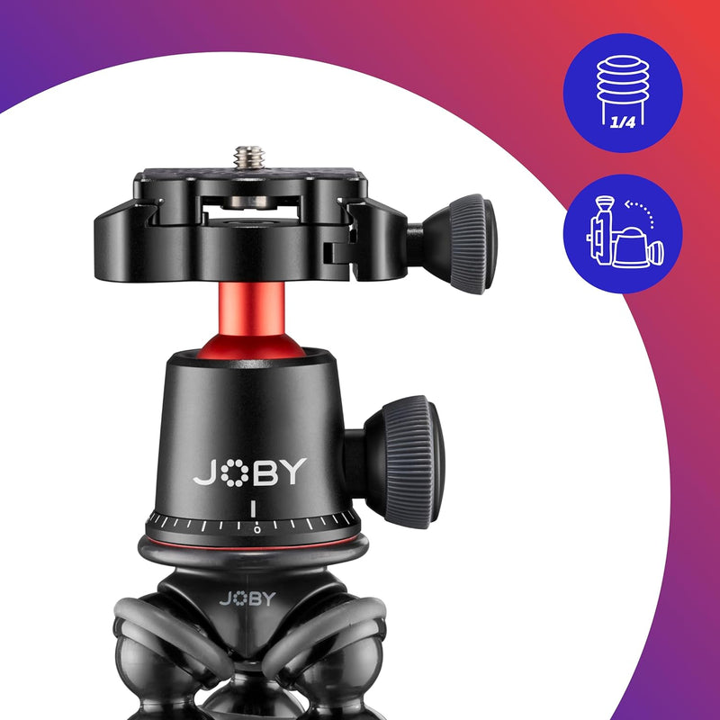 JOBY GorillaPod 3K Pro Kit, Flexibles Profi-Stativ aus Aluminium mit Kugelkopf, QR-Platte, Made in I