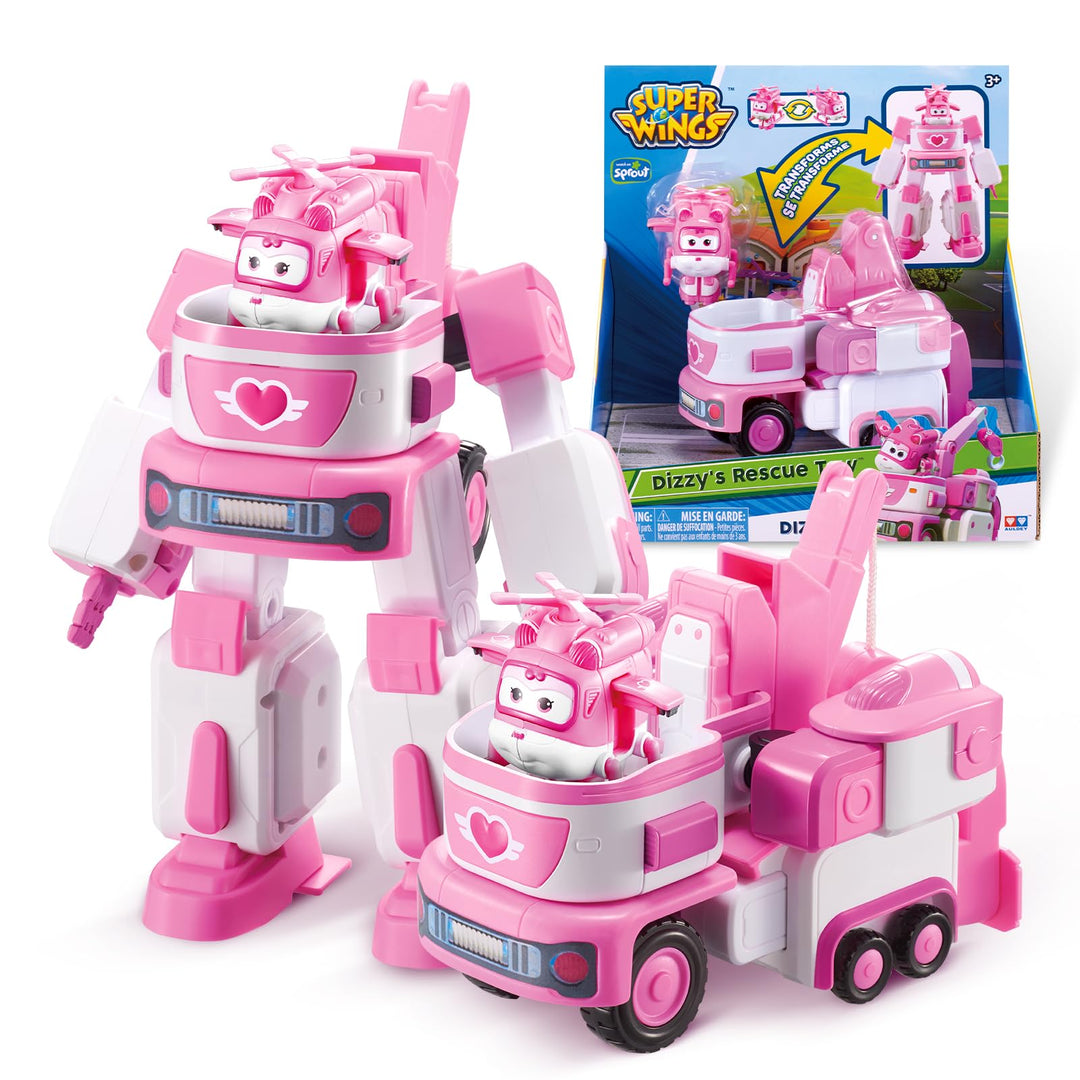 Super Wings EU720314 - Transformations-Fahrzeug Dizzy Rescue Tow, ca. 14,5 cm grosse Spiel-Figur für