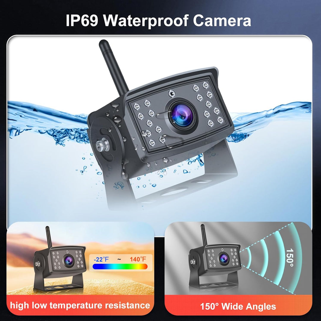 Rückwärtskamera KIT, Hodozzy Digitale Kabellos Rückfahrkamera 7 Zoll IPS Bildschirm Monitor Set AHD