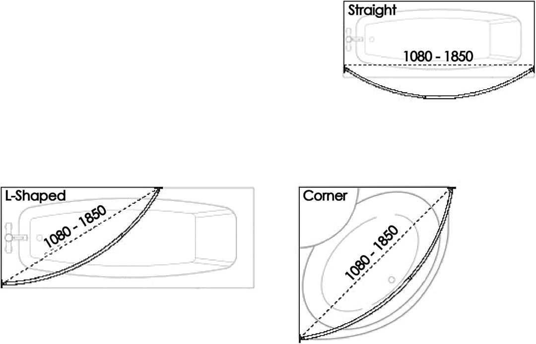 Croydex Teleskopstange aus Edelstahl, ausziehbar, gebogen, 1080-1850 mm Einzelbett, Einzelbett