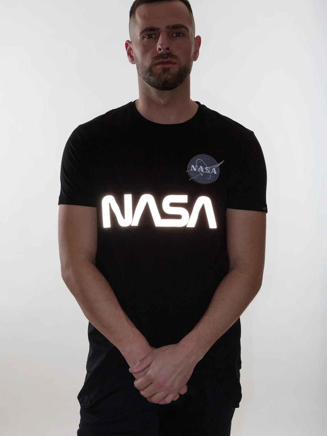 Alpha Industries Herren NASA Reflective T T-Shirt (1er Pack) XXS Schwarz, XXS Schwarz