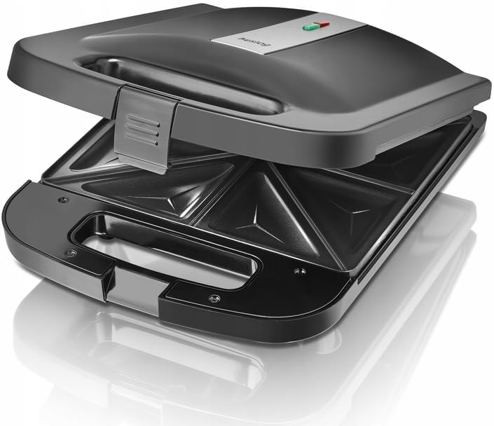 Elektrischer Sandwichtoaster XXL für 4 Sandwiches, 1400 W, Schwarz