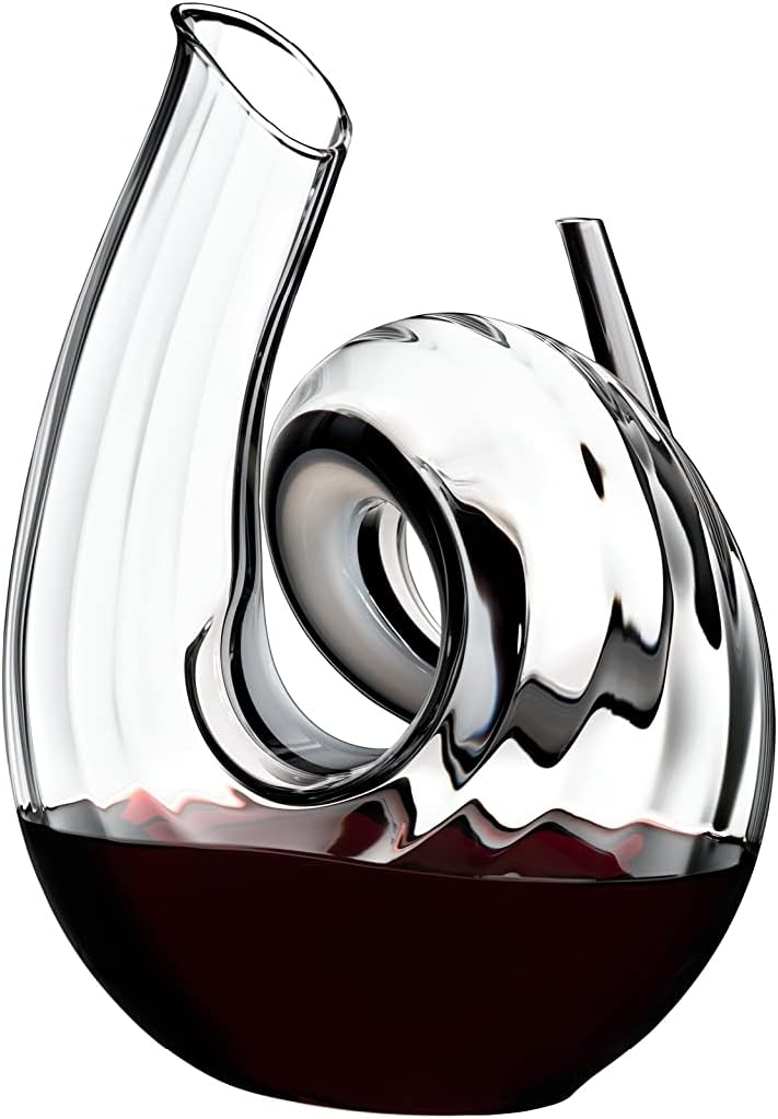 Riedel - Decanter - Dekanter - Weindekanter - Curly Fatto A Mano Black/White/Black Optic - Kristallg