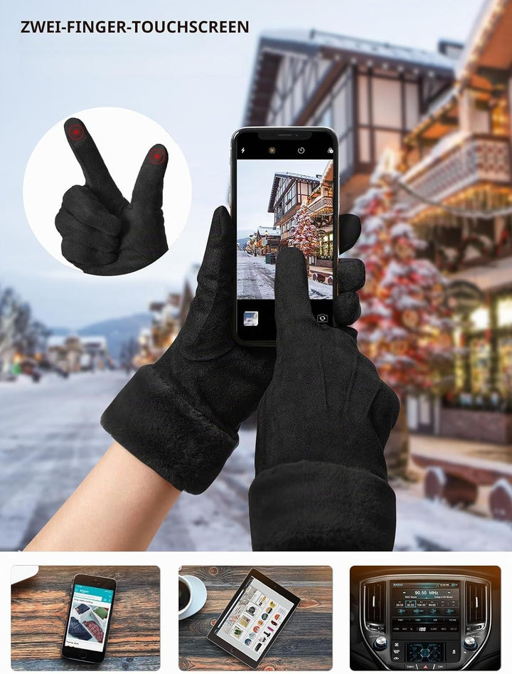 vislivin Handschuhe Damen Winter Warm Handschuhe Touchscreen Handschuh mit Gefütterte Schwarz L, Sch