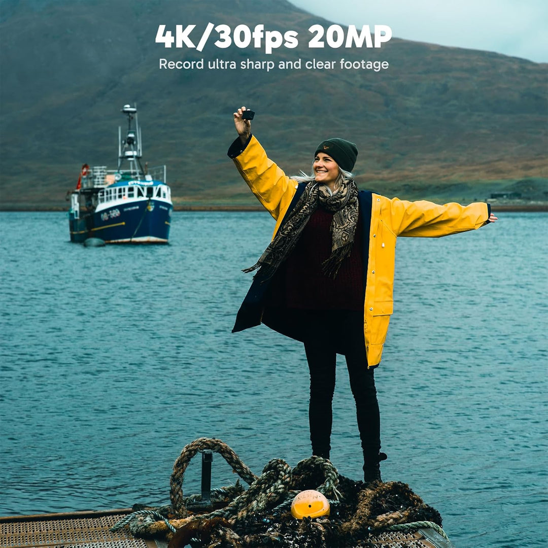 AKASO Action Cam 4K30FPS 20MP mit Schwimmender Handgriff und Tasche WiFi 40M Unterwasserkamera Wasse