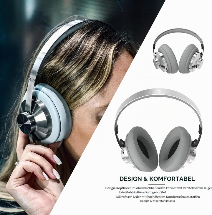 ECHO Head Band Kopfhörer, kabellos, ANC, Grau Metall – aktive Geräuschunterdrückung, Bügel-Design, P