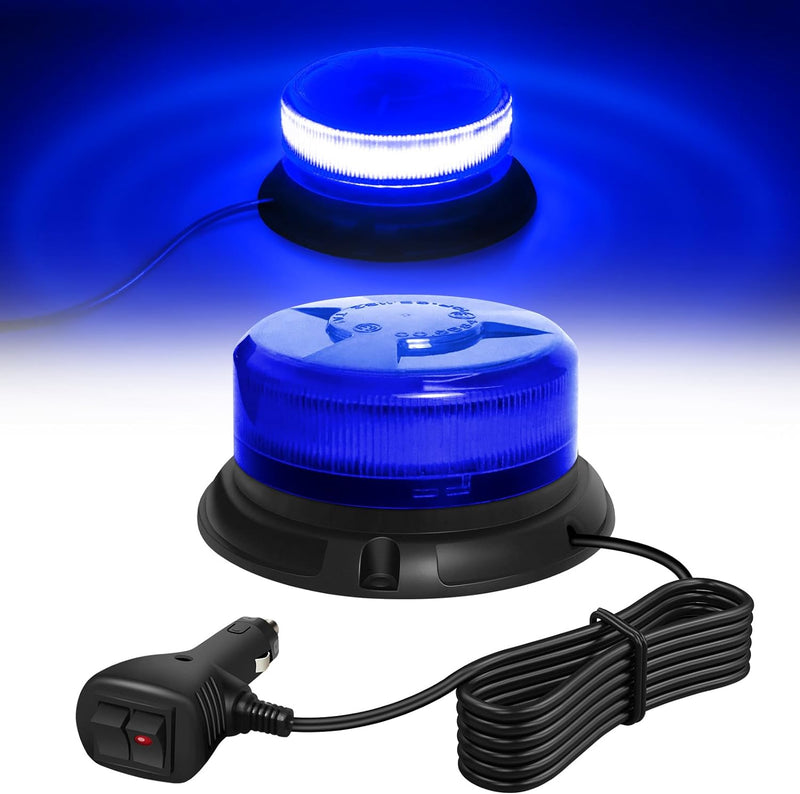 Dinfu Blaulicht Auto, Blau LED Rundumleuchte Auto Blitzleuchten Magnetfuss LED Rundumleuchte Blinkle