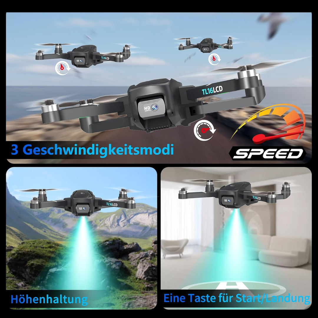 TL16LCD Drohne mit Kamera 4K, FPV Drohne mit LCD Fernbedienung für Anfänger Automatische Rückkehr Fo
