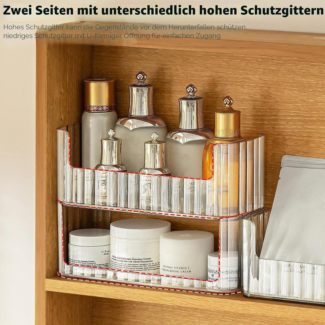 poeland Stapelbares Make-up-Tablett mit 2 Lippenstifthüllen und 2 Wattestäbchenboxen, Aufbewahrungsb