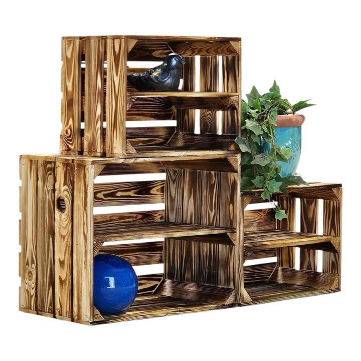 Teramico Vintage Obstkisten Geflammt |Weinkisten &amp; Holzkisten| Ideal für Möbelbau DIY und Dekoration