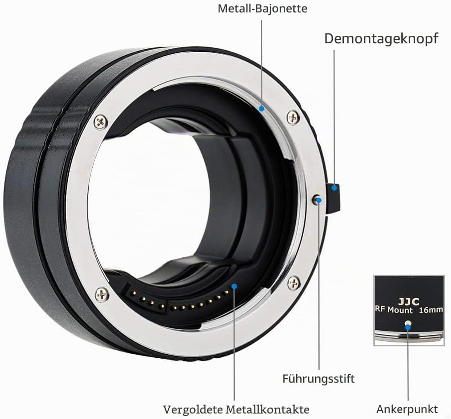 JJC Autofokus Zwischenringe TTL AF-Makro-Verlängerungsrohr-Set 11/16MM für Canon RF Mount EOS R10 R7