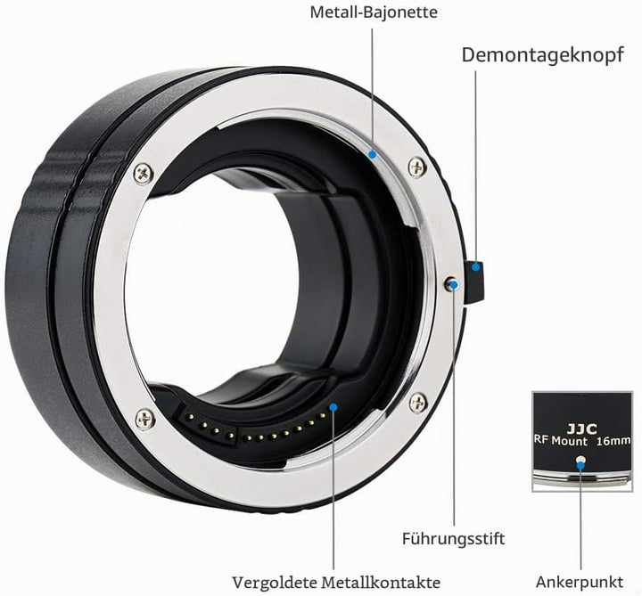 JJC Autofokus Zwischenringe TTL AF-Makro-Verlängerungsrohr-Set 11/16MM für Canon RF Mount EOS R10 R7