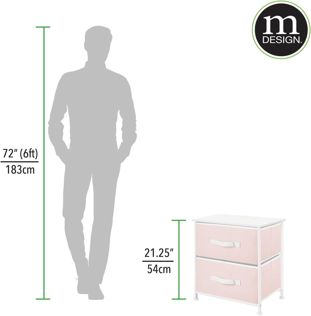 mDesign Nachttisch mit 2 Schubladen – Schrank Organizer aus Stoff, Metall und MDF – dekoratives Aufb