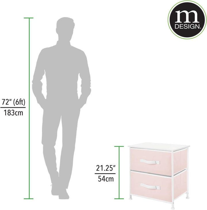 mDesign Nachttisch mit 2 Schubladen – Schrank Organizer aus Stoff, Metall und MDF – dekoratives Aufb