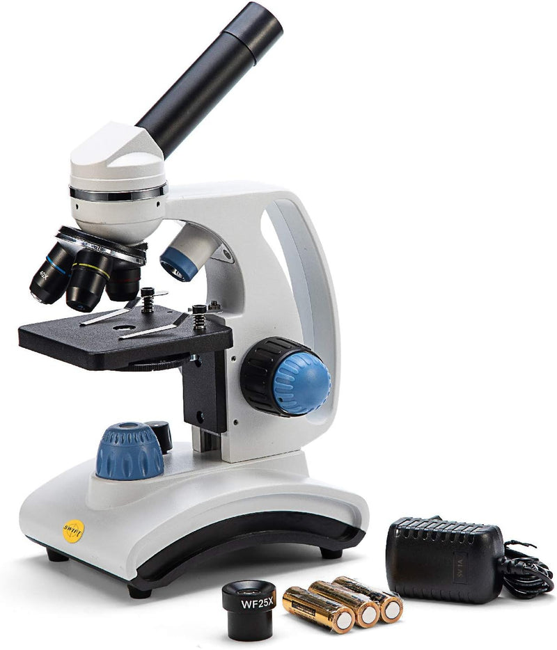 SWIFT, SW100 40X-1000X Kinder-Mikroskop, Doppellicht, Glaslinse, Metallgehäuse, kabellos, Tragegriff