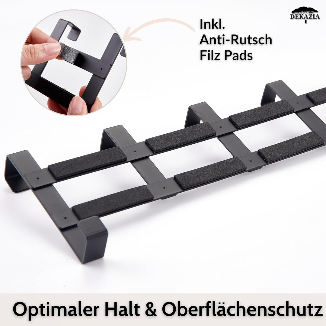 DEKAZIA® Türgarderobe Schwarz zum Einhängen - Bunte Türhakenleiste für Kinderzimmer, Garderobenhaken