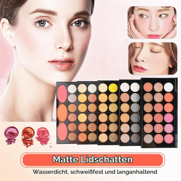 BrilliantDay 148 Farben Lidschatten Palette Contouring Kit Kombination mit Blusher und Press Powder,