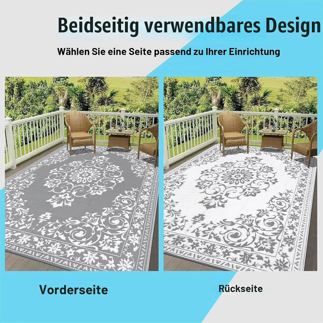 Enyhom Strapazierfähiger RV Camping Aussenteppich (OH-Grau, 240 x 300 cm), Grau