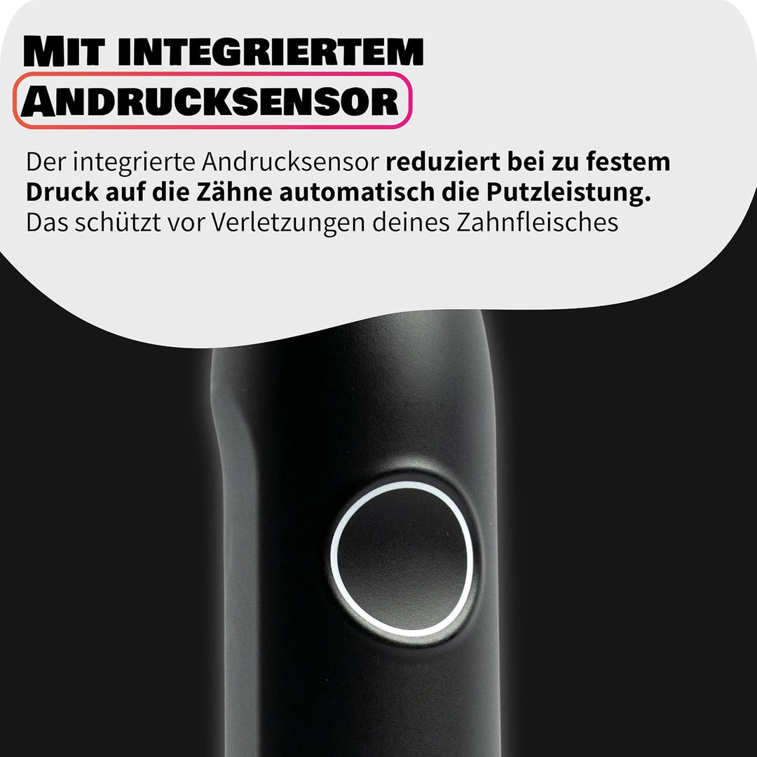 Zahnheld Gero 3 Schallzahnbürste, ETM Test SEHR GUT 93%, IPX7, Schwarz | Elektrische Zahnbürste, bis