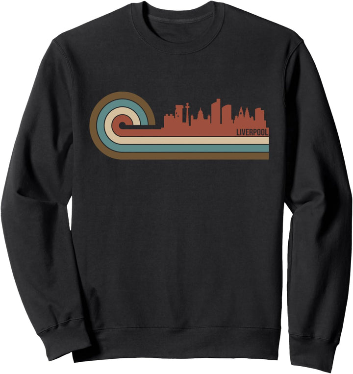 Vintage Liverpool Sonnenuntergang Stadtbild Retro Skyline Sweatshirt