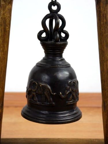 livasia Asiatische Glocke Tischglocke Metallglocke, thailändische Tischglocke aus Holz
