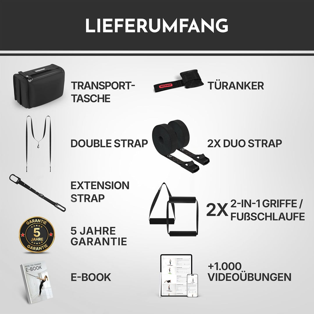 NEOLYMP Schlingentrainer mit Türanker & Befestigungsgurt – Verstellbarer Sling Trainer für Zuhause,