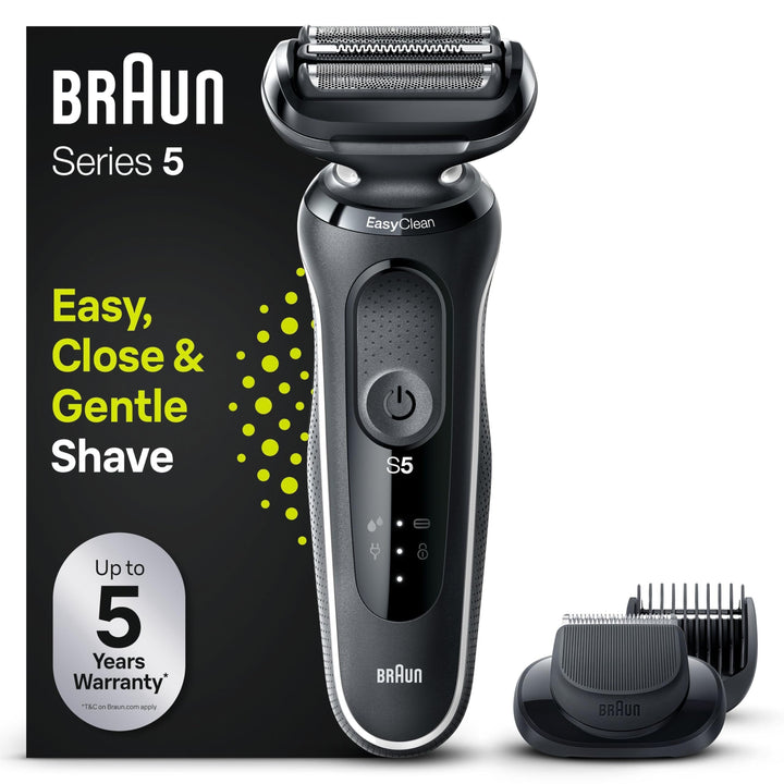 Braun Series 5 Elektrorasierer mit EasyClick Aufsatz, Barttrimmer, Rasierer Herren, EasyClean, Wet &