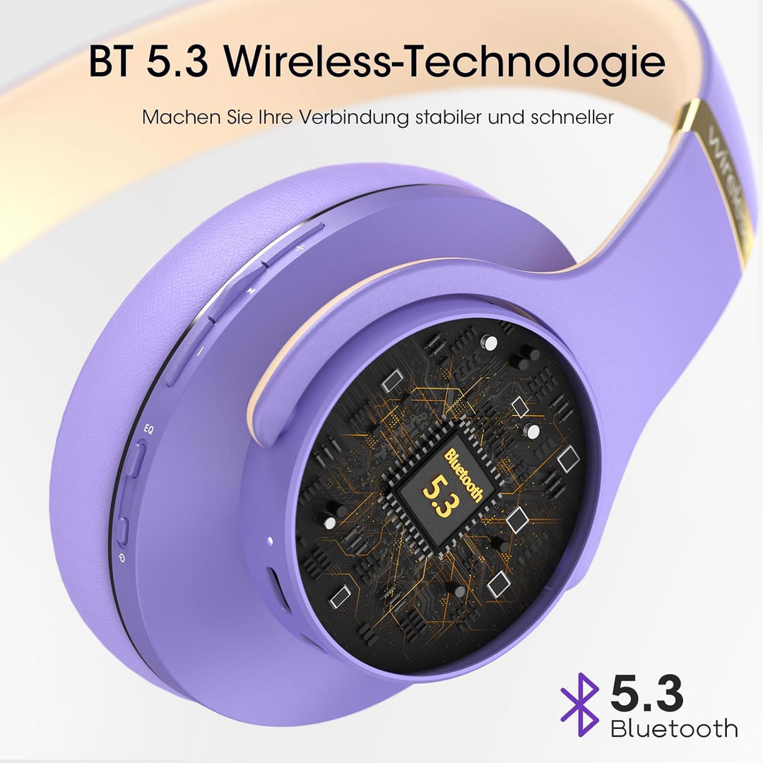 DOQAUS Bluetooth Kopfhörer Over Ear,Bis zu 90 Std Kabellose Kopfhörer mit 3 EQ-Modi, HiFi Stereo Fal