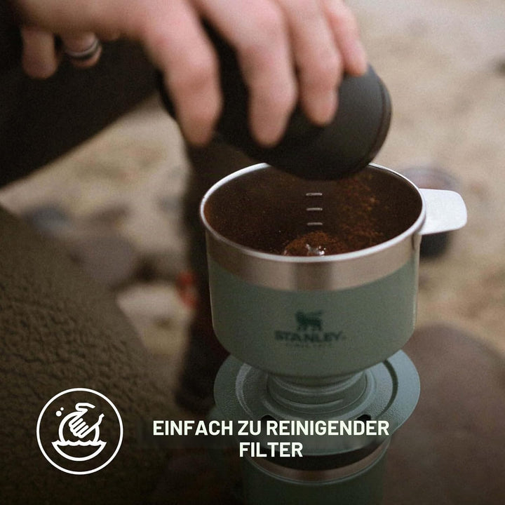 STANLEY 1913 Camp Mug becher 354 ml mit Perfect Brew Pour Over Set - Hält 1.5 Stunden Heiss - 3 Stun