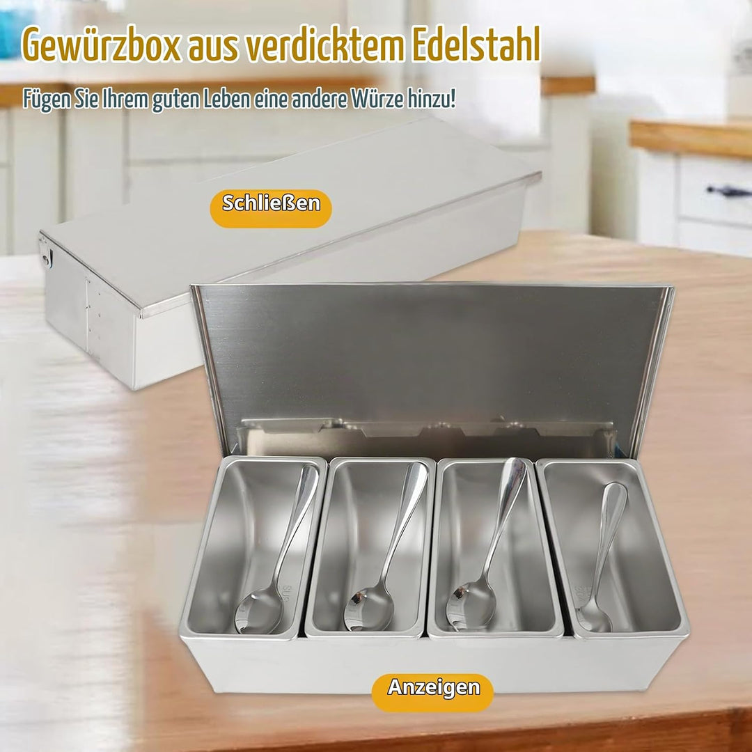 Multi Zutatenbehälter, Edelstahl Behälter Beilagenbehälter mit Deckel, Bar Cocktail Zutatenbehälter