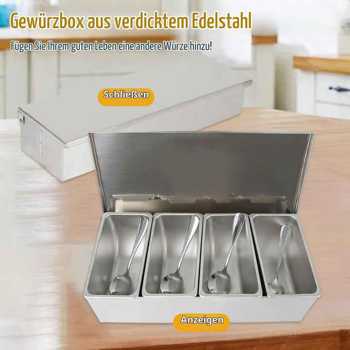 Multi Zutatenbehälter, Edelstahl Behälter Beilagenbehälter mit Deckel, Bar Cocktail Zutatenbehälter