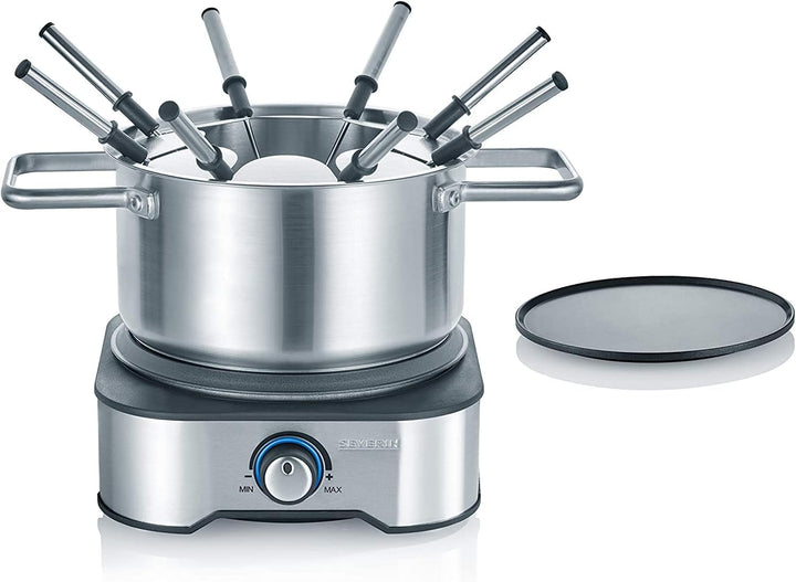 SEVERIN FO 2409 Fondue-Crêpes Kombination, 18/8 Edelstahl, 1.3