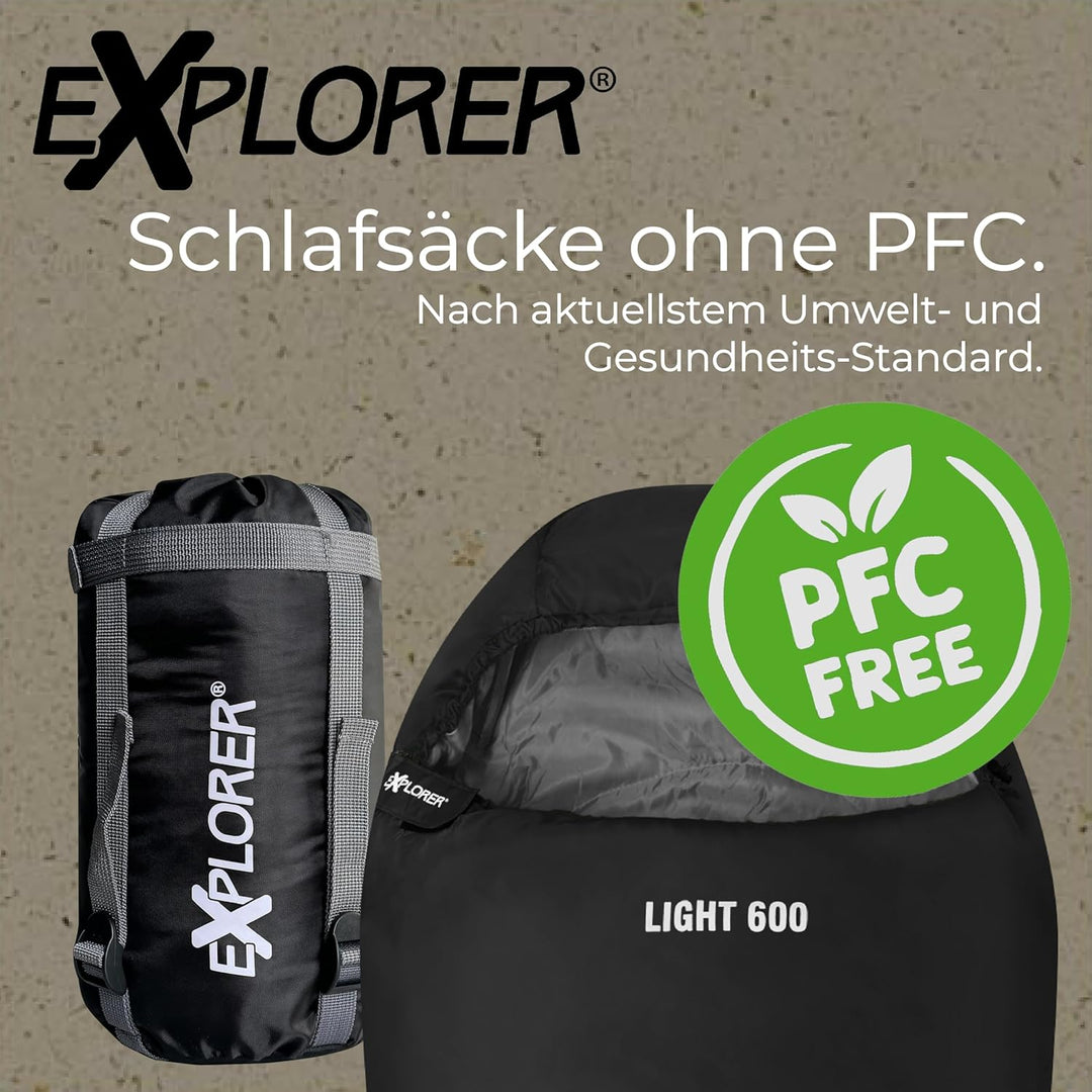 EXPLORER® Light 600 Sommerschlafsack [700g] -2°C bis +14°C [120g/m²] Ultraleicht Schlafsack Outdoor