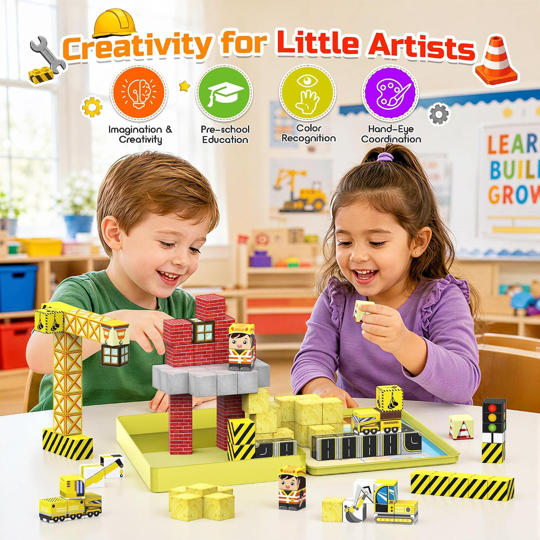 iKidiki Mini Magnetische Bausteine Reiseset 99 PCS, Reisespiele Kinder | Geschenk Junge 3-8 Jahre Be
