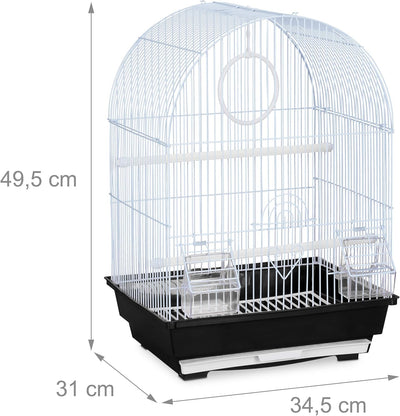 Relaxdays Vogelkäfig, Käfig Kanarienvögel, Zebrafinken, Sitzstangen, Schaukel, Futternäpfe, HBT 49,5