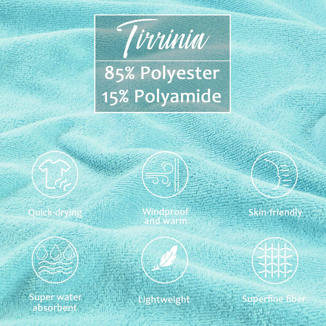 Kato Tirrinia Mikrofaser Frottee Surf Poncho Handtuch Badeponcho Bademäntel Sauna Damen Herren, Gros