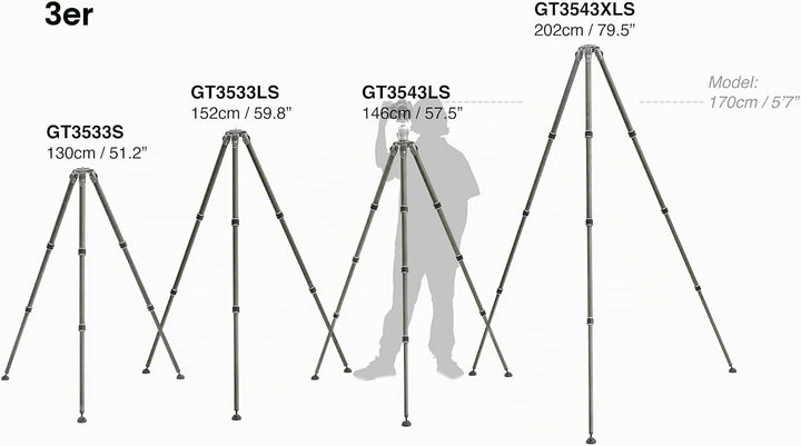 Gitzo GT3543LS Systematic Stativ schwarz Decor/Carbon, Max. Höhe: 146cm - 4 Segmente Serie 3 Max. Hö